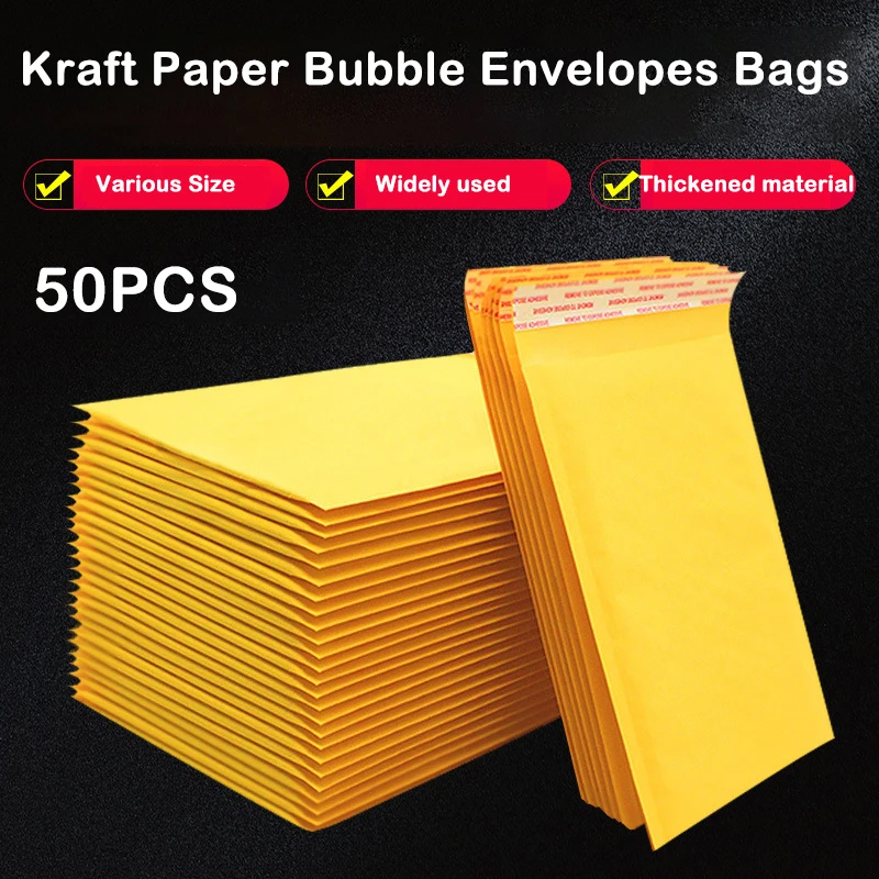 Letter Envelope Kraft - 50 قطعة ورق الكرافت فقاعة البريدية