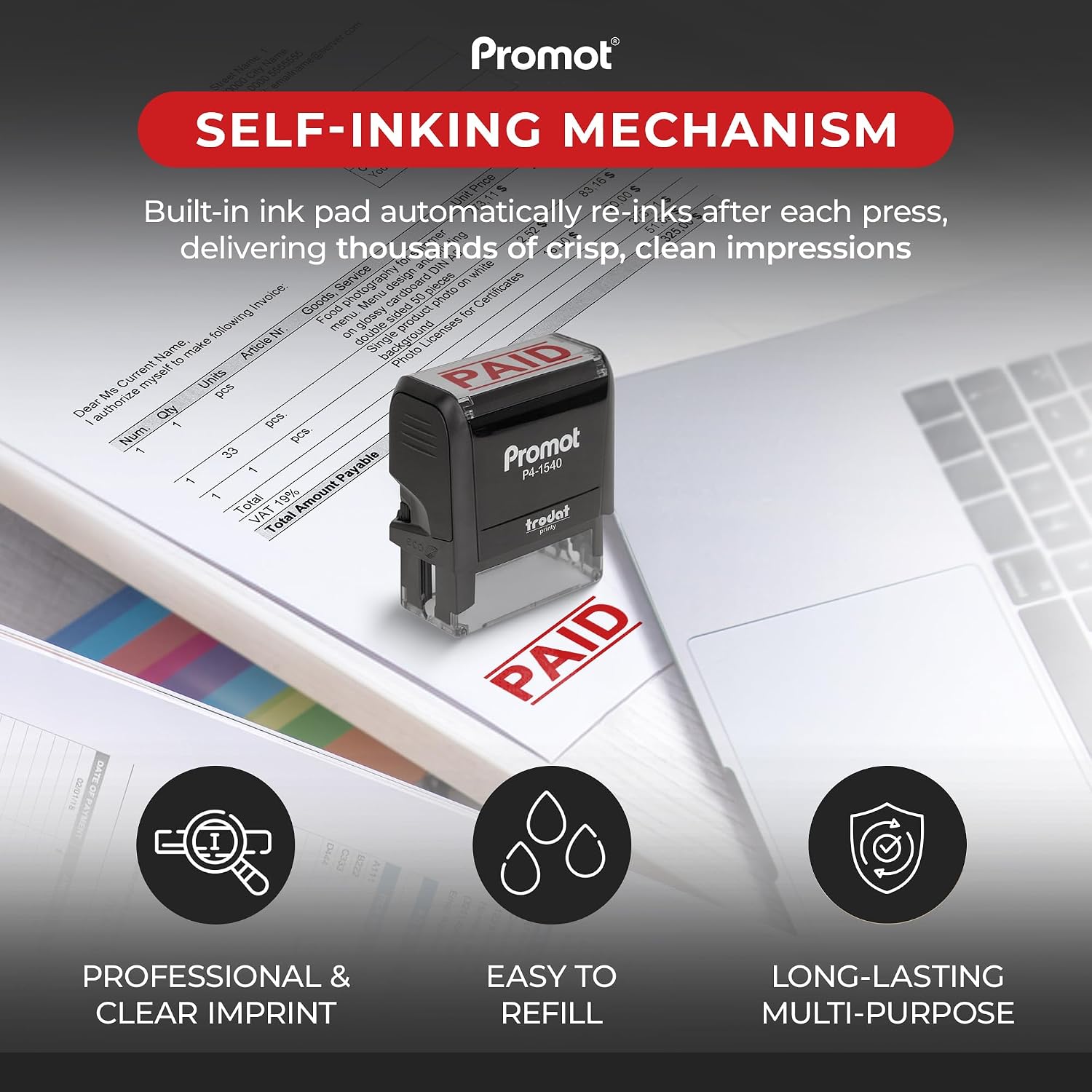 ختم ذاتي التحبير أحمر قابل لإع - مراجعة Self Inking Stamp وسعره