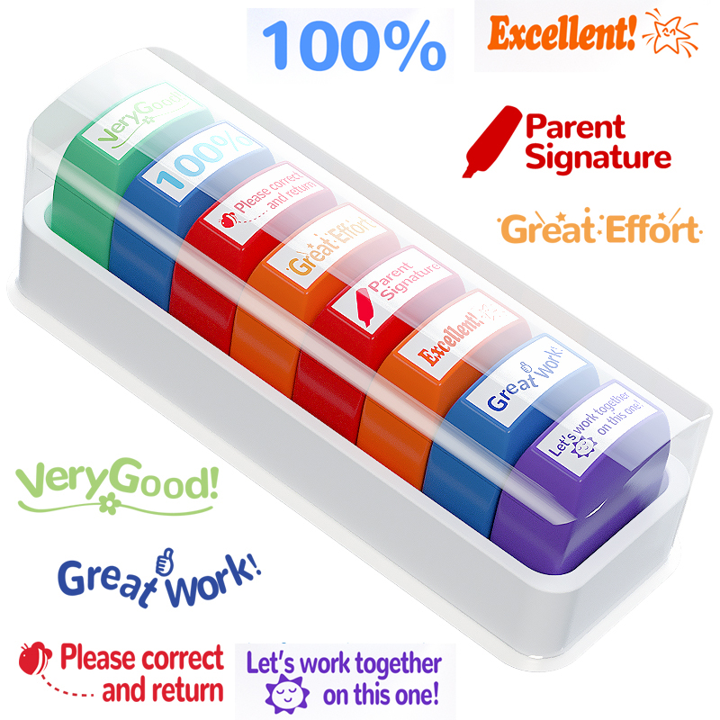 8 طوابع للمعلمين، طوابع تحبير  - مراجعة Self Inking Stamp وسعره